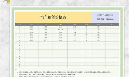 汽车租赁收费标准-汽车租赁价格表范本